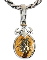 Balissima By Effy Collection Sterling Silver and 18k Yellow Gold Fleur de Lis Citrine Pendant Necklace