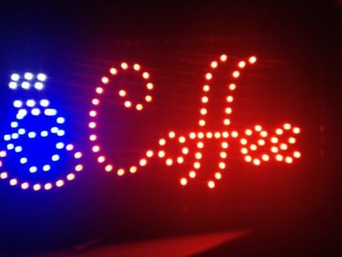 CELL PHONE CITY - Animated COFFEE Sign Box LED Neon Light Store Window Motion ON/OFF Switch