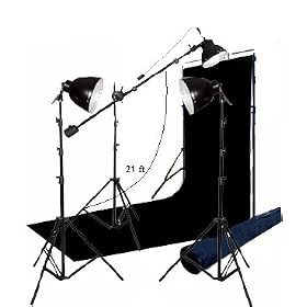 Heavy Weave Photography Black Muslin Backdrop with lighting kit - 750 watts lights, stands