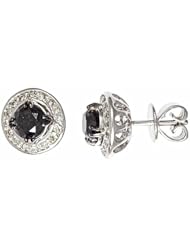 14k White Gold Black White Diamond Stud Earrings (1.8 Cttw, G Color, VS Clarity)