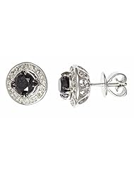 14k White Gold Black White Diamond Stud Earrings (1.80Cttw, G Color, VS Clarity)