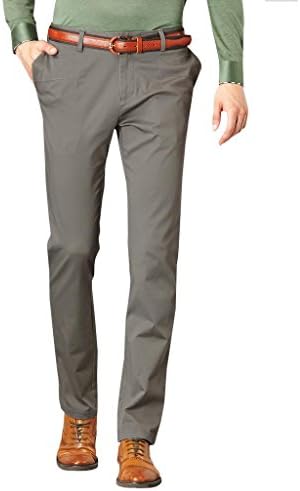 CNCN Men's Fashion Slim Fit Solid Flat Front Long Pants Light Grey Size 30W*32L