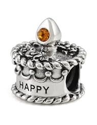 Genuine Ohm Beads (TM) Product. 925 Sterling Silver Nov. Birthday Cake Bead Charm. 100% Satisfaction Guaranteed.