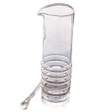 Sleek and stylish Global Views 14-1/2-Inch ribbed martini pitcher with glass drop stir stick is 4-1/4-Inch in diameter. This clear glass pitcher is a work of art that will bring class to your bar and let you pretend that James Bond is there shaking (not stirring) your martini.