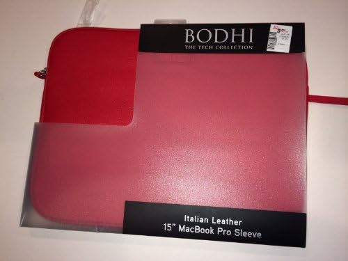 Bodhi the Tech Collection Italian Leather 15" Macbook Pro Laptop Sleeve- Red