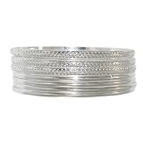 Set Of 7 Bangles In Silver Tone