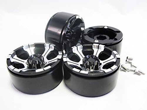 Black & Silver 6-Spoke 1.9" Alloy Wheel Rim Set for 1/10 RC Crawler 4PCS