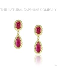 15.27cts of Natural Untreated Burma Rubies set 18k Yellow Gold Earrings with 3.20cts of Diamonds