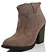 Soda Women's Albert Faux Suede Cowboy Pull-Tab Stacked Heels Ankle Booties