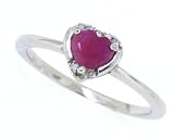 41Xk5RMcUXL. SL160  0.62Ct Heart Shaped Genuine Ruby and Diamond Ring in 10Kt White Gold