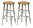 Set of 2 Beveled Seat 24" Stool in Natural and White Finish By Winsome Wood