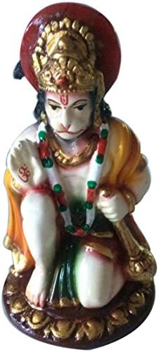 Lord Hanuman - Handcrafted Hindu Idol - Marble Dust with Resin (4.5 cm X 5 cm X 9.5 cm)