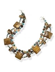 MMA Silver - 17 inch Triple Strand Multi Bead Toggle Necklace