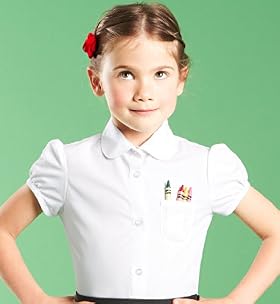 Girls' Embroidered Blouse with Puff Sleeves