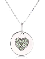 Sterling Silver Birthstone Crystal Heart Medallion Pendant Necklace