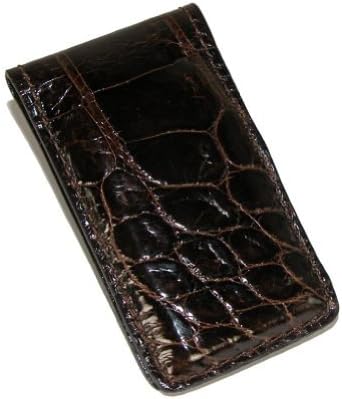Torino Leather Mens Genuine Caiman Alligator Leather Magnetic Money Clip