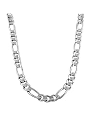 14 Karat White Gold Figaro Necklace (9.6mm, 20 inch)
