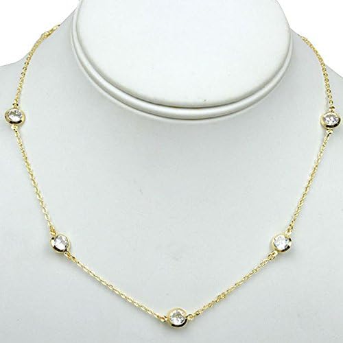 Crystalbella 16" Golden Plated Cubic Zirconia Cz By The Yard Necklace (10.5 Carat Total) Jewelry