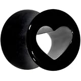 2 Gauge Black Acrylic Hollow Heart Saddle Plug