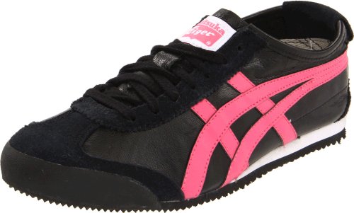 Onitsuka Tiger Women's Mexico 66 Fashion Sneaker,Black/Hot Pink,7.5 M US