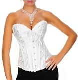 Satinweiß vintage schnüren Knochen Korsett Baske / G-String, machen Sie sich glamourös, Größe 32,34,36,38,40,42,44,46