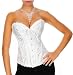 Satin White Vintage Lace Up Boned Corset Basque/G-String, Size 2XL (16), makes you look glamorous!