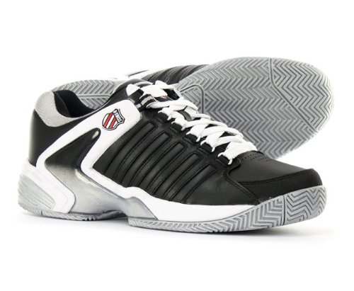 K Swiss Kenroy Outdoor Tennisschuhe Herren Schwarz Rot Silber UK 8.5 D 42 2/3