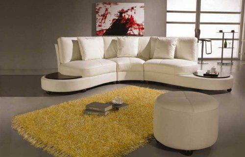 3 pcs Sectional Italian Leather Sofa Set, Item#2229-IVORY
