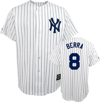 Yogi Berra New York Yankees Majestic Pinstripe Cooperstown Replica Jersey - M