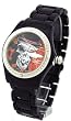 Biker Skulls Men's Gun Color Bling Bling Skull Flames Watch Model PJ-1001