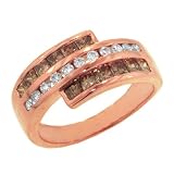 14K Rose Gold Brown and White Diamond Ring/Band
