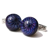 Microscope Blue Handmade Lampwork Glass Cufflinks