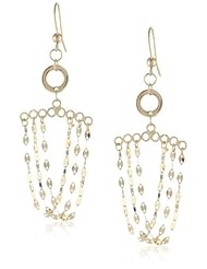 14k Yellow Gold Italian Multi-Strand Chandelier Dangle Earrings