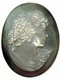 Master Carved Italian Mother of Pearl Sterling Silver 18k Gold Overlay Cameo Pin Pendant
