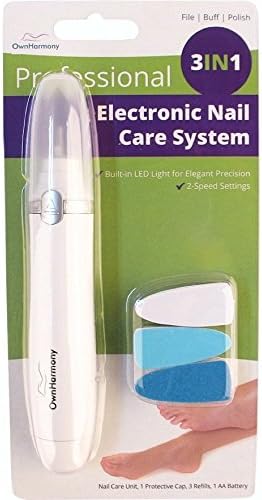 Electric Nail File System - Best Pedi Tools to Polish Nails (with AA Battery) - Perfect Manicure &amp; Pedicure Care Set - Professional Electronic Filer and Buffer Kit- Salon Care Products Beauty Supplies