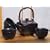 Contemporary Japanese tea set in metallic black with 4 cups