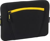 Targus Neoprene Slipskin Peel Netbook Slip Case with Accessory Pocket Designed to Protect up to 12-Inch Widescreen Netbooks TSS125US (Black with Yellow)