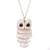 White Gold and Black Eyed Owl Necklace