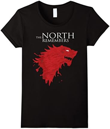 Women's G.O.T Tshirt The North Remembers Fire Wolf XL Black