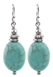 Sterling Silver Turquoise Oval Bead Drop Earrings