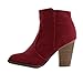 Breckelle's Heather-34W Faux Suede Chunky Heel Synthetic Ankle Boots for Women Wine Suede 8