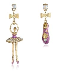 Betsey Johnson "Terrific Tutus" Ballerina and Slipper Mismatch Drop Earrings