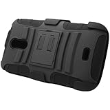 Eagle Cell Hybrid Protective Skin Case Cover with Stand and Belt Clip Holster for BLU Studio 5.0 D530 - Retail Packaging - Black/Black