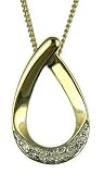 9ct Yellow Gold Ladies 5 Pt Diamond Loop Pendant 18 Curb