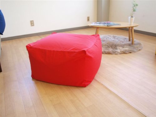 ビーズクッション ソファ 選べる１５色！ 0.5mmビーズ使用　「Cube/キューブ」 Mサイズ アップルレッド 