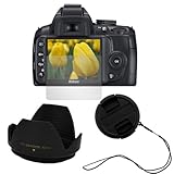 GTMax Clear LCD Screen Protector + 52mm Flower Tulip Crown Lens Hood + Snap ....