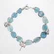 Large Blue Fluorite Beaded Toggle Bracelet with Silver Hills Tribe Flower and Dragonfly Charms, 7 1/2" long, #8612