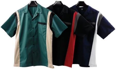 Hilton Brooklyn Retro Bowling Shirt (Large, Jade/Khaki/Black)