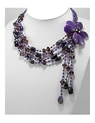 Flower Natural Stone Necklace In Sterling Silver
