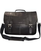 Kenneth Cole Reaction "The Show Business" Colombian Leather Flapover Computer Case Messenger Bag/Briefcase Black